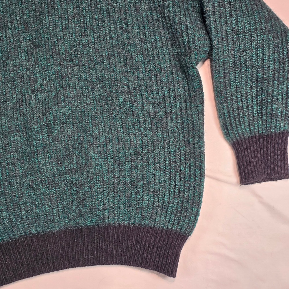 Abi Mode Boutique Paris Vtg Wool Alpaca Blend Sweater Green Geometric Italy M - Picture 15 of 16